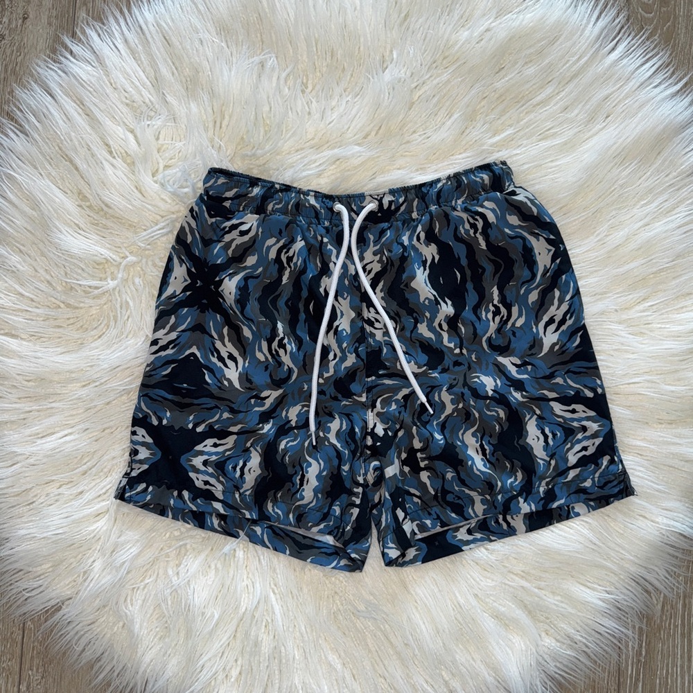 Fashion Nova Men's Abstract Blue Swim Trunks